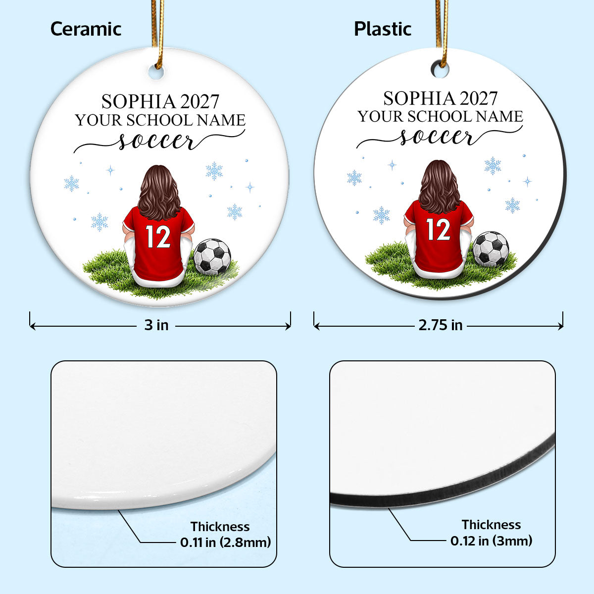 Soccer Senior - Personalized Ceramic Ornament - Senior Night Christmas Gift For Soccer Player, Soccer Team Gift