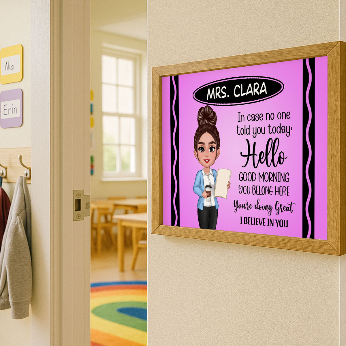 In Case No One Told You Today I Believe In You Crayon Theme Personalized Horizontal Poster, Classroom Decor For Teacher