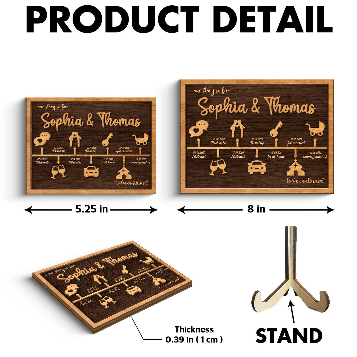 Love Story Timeline Anniversary Wedding Decor Gift For Couple Personalized 2-Layer Wooden Plaque