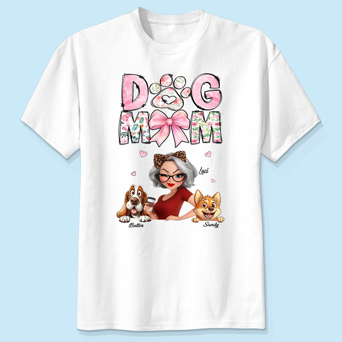 Dog Mom Cartoon Style Woman And Dogs Personalized Shirt, Gift for Dog Lovers