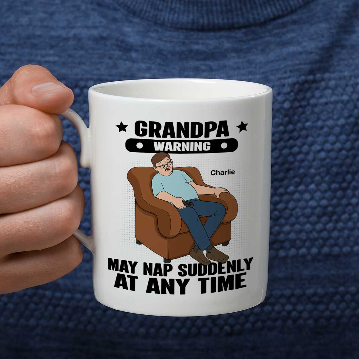 Grandpa Warning May Nap Suddenly At Any Time Funny Father‘s Day Gift Personalized Mug