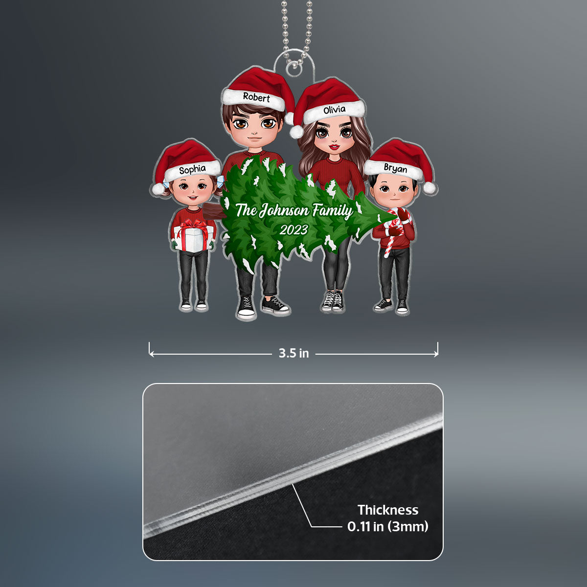 Family Decorating Tree Together Personalized Acrylic Ornament