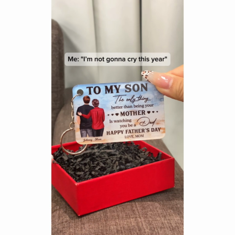 To My Son Happy Father's Day Personalized Acrylic Keychain, Gift For Son