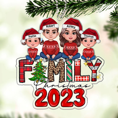 Family Christmas 2023 Christmas Pattern Personalized Acrylic Ornament