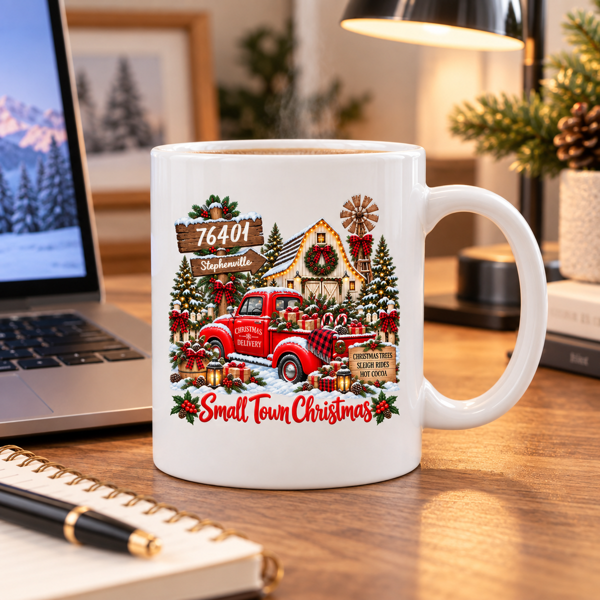 Custom Zip Code Small Town Christmas - Personalized Mug - Trendy Christmas Holiday Tee, Town Pride