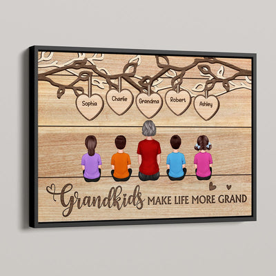 Grandkids Sitting Under Tree Mother‘s Day Gift For Grandma Personalized Horizontal Poster