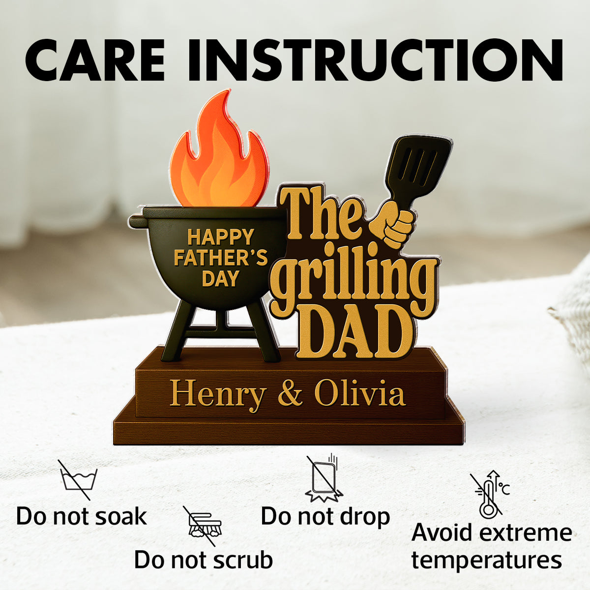 The Grillfather Personalized Custom Shape Acrylic Block, Father's Day Gift For Husband, For Dad