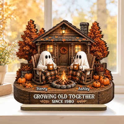 Cute Boo Couple Fall Season Halloween - Personalized 2-Layered Wooden Plaque - Gift For Couple, Him, Her