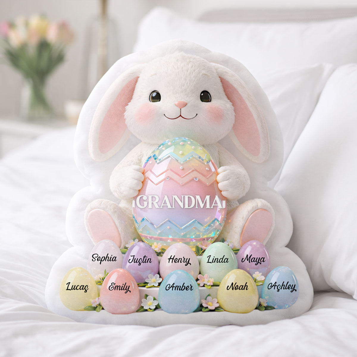 Bunny Grandma Easter - Personalized Custom Shaped Pillow - Easter Decor for Grandma