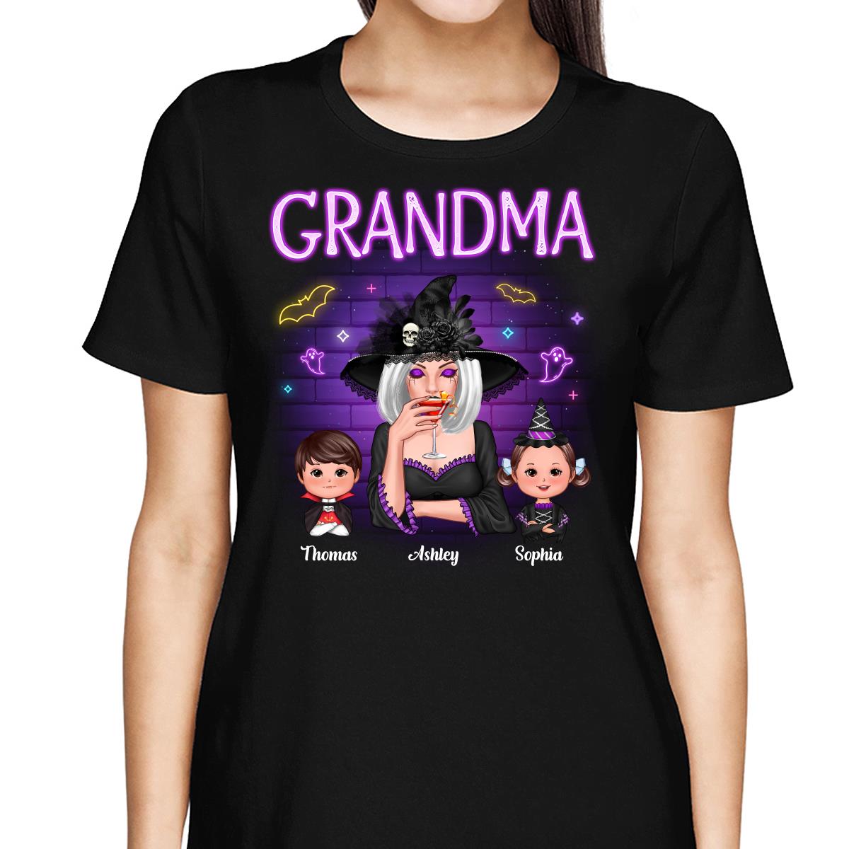 Grandma Mom Halloween Neon Light Personalized Shirt