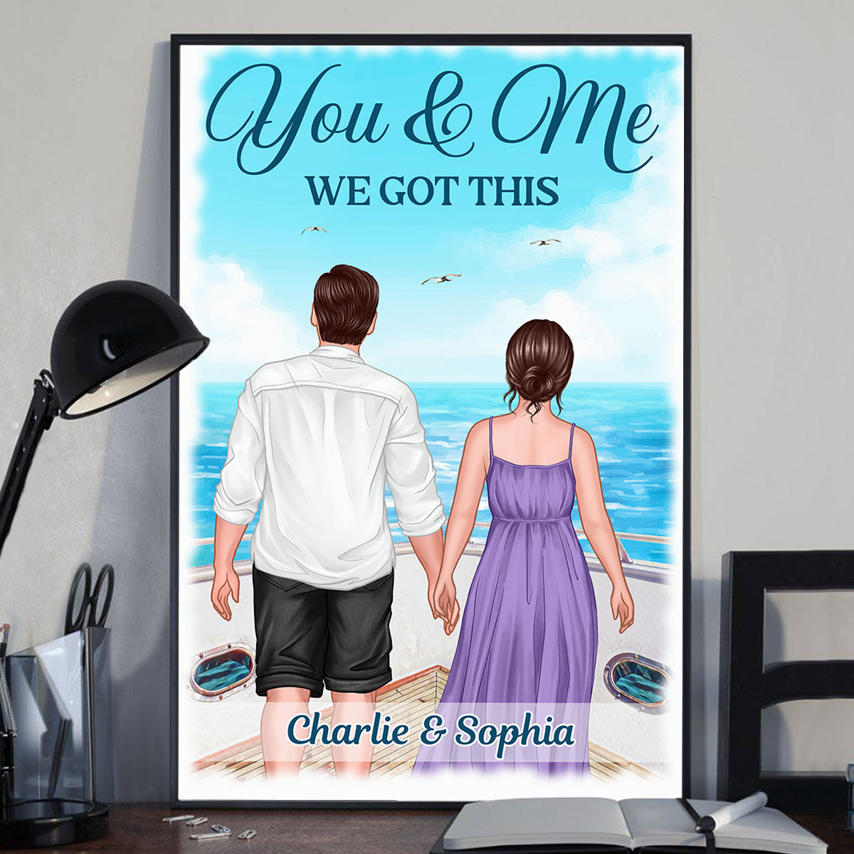 You & Me We Got This Couple Back View On Boat Summer Personalized Vertical Poster