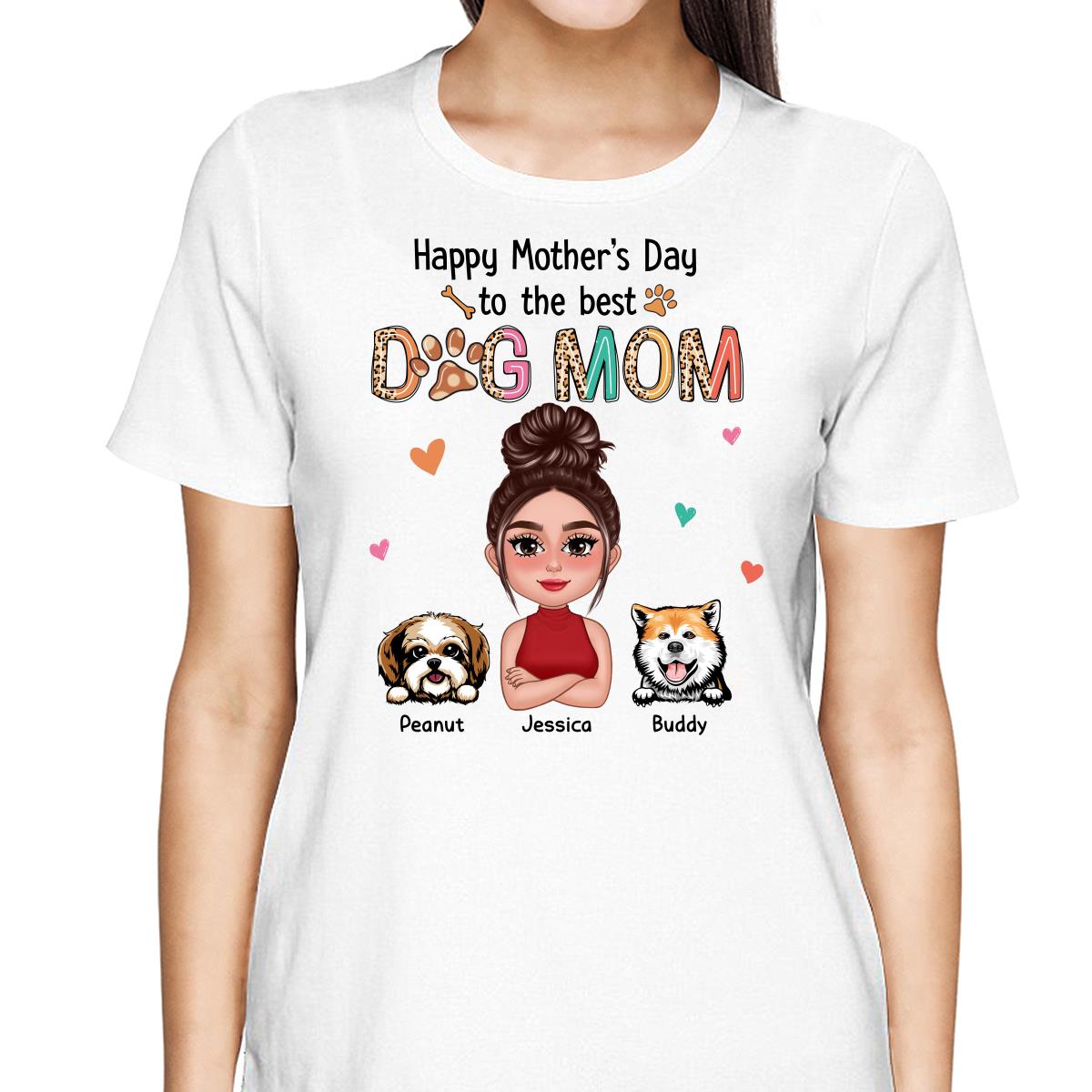 Happy Mother‘s Day To The Best Dog Mom Colorful Leopard Pattern Personalized Shirt