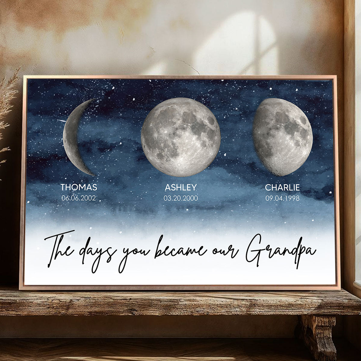 Starry Night Custom Birth Moon Phase The Days You Became Our Grandpa Personalized Poster