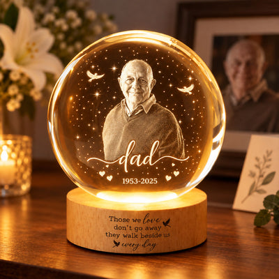Those We Love Don't Go Away - Personalized Crystal Ball LED Night Light - Heartfelt Christmas Gift for Her, for Him, Memorial Sympathy Keepsake