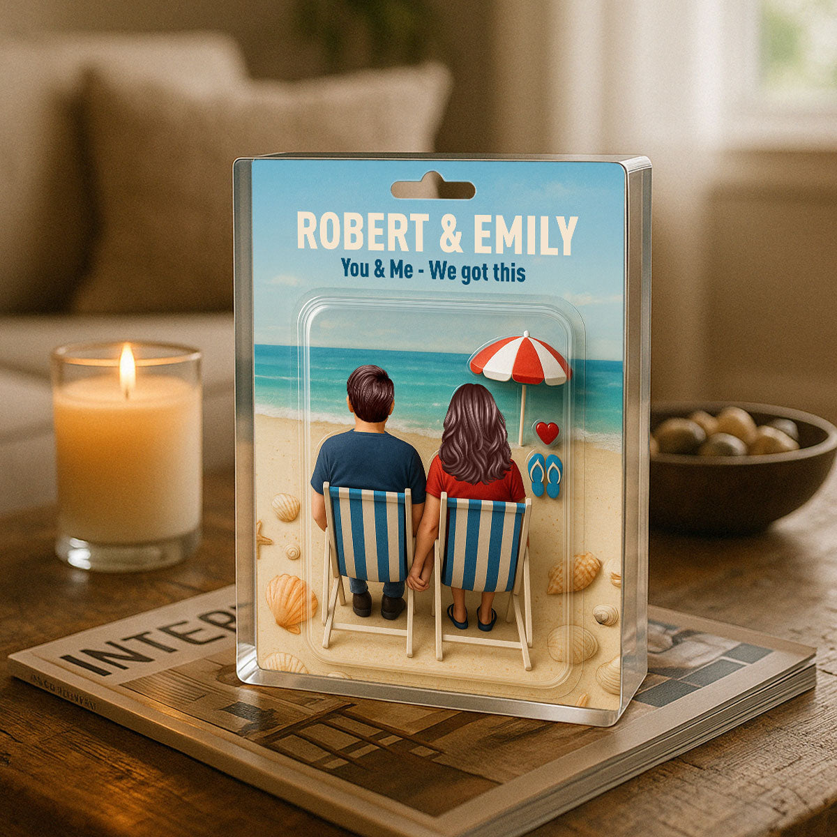 You & Me We Got This Couple At Beach Realistic Figures Style Personalized Acrylic Block Plaque