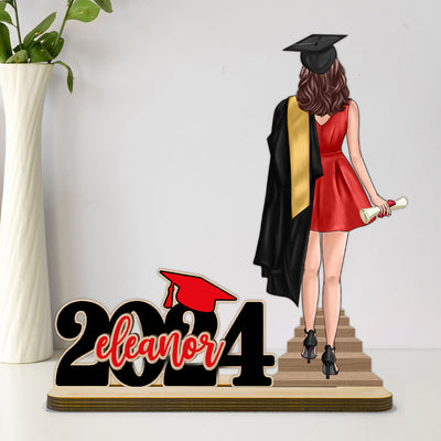 Graduation Gift Graduate Senior Back View Class Of 2024 Personalized Standing Wooden Plaque