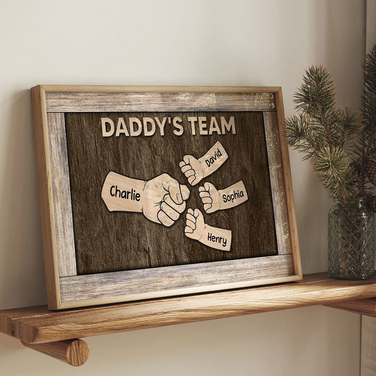 Dad Grandpa Fist Bump Rustic Vintage Personalized Poster| Coolest Father's Day Gift For Dad, Grandpa