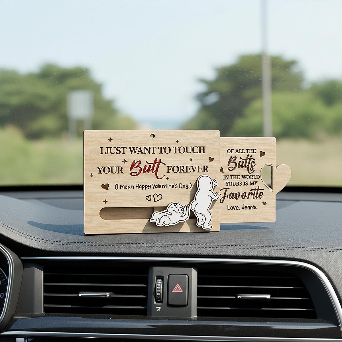Wanna Touch Your Butt All The Time Funny Inappropriate Couple - Personalized Wooden Slider Ornament - Valentine's Day Gift For Him, For Her