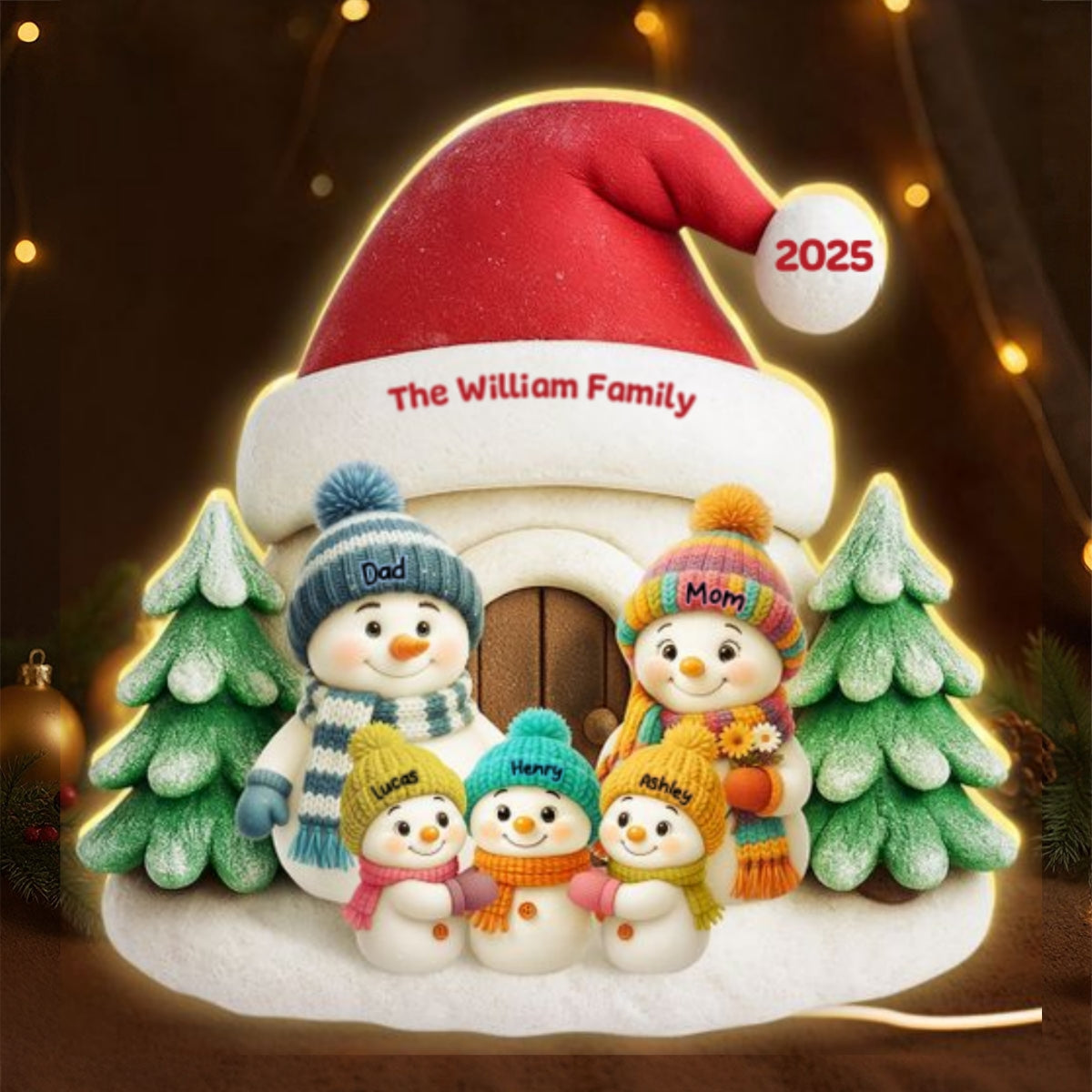 Snow House Family - Personalized Light Box - Festive Christmas Decor, Thoughtful Gift for Loved Ones