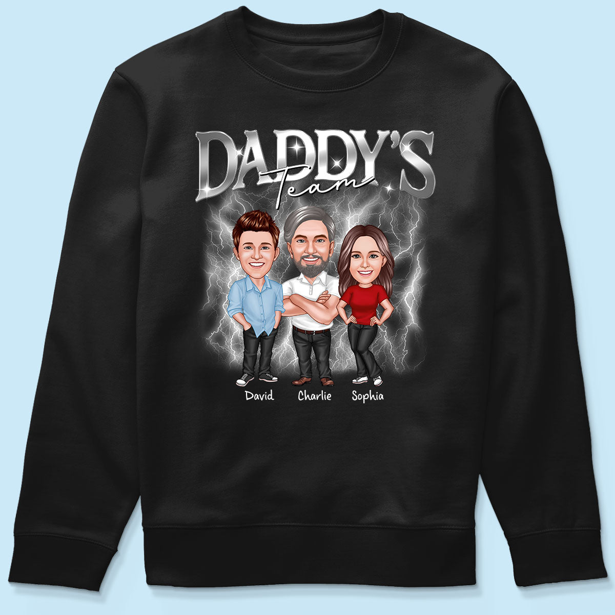 Caricature Daddy's Team Bootlegs Personalized Shirt, Father's Day Gift For Husband, For Dad