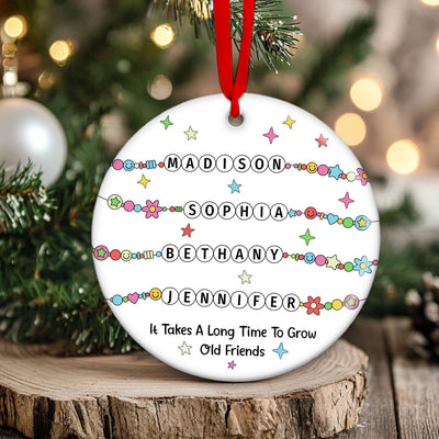 Besties Sisters Friends Bracelet Names Personalized Circle Ceramic Ornament