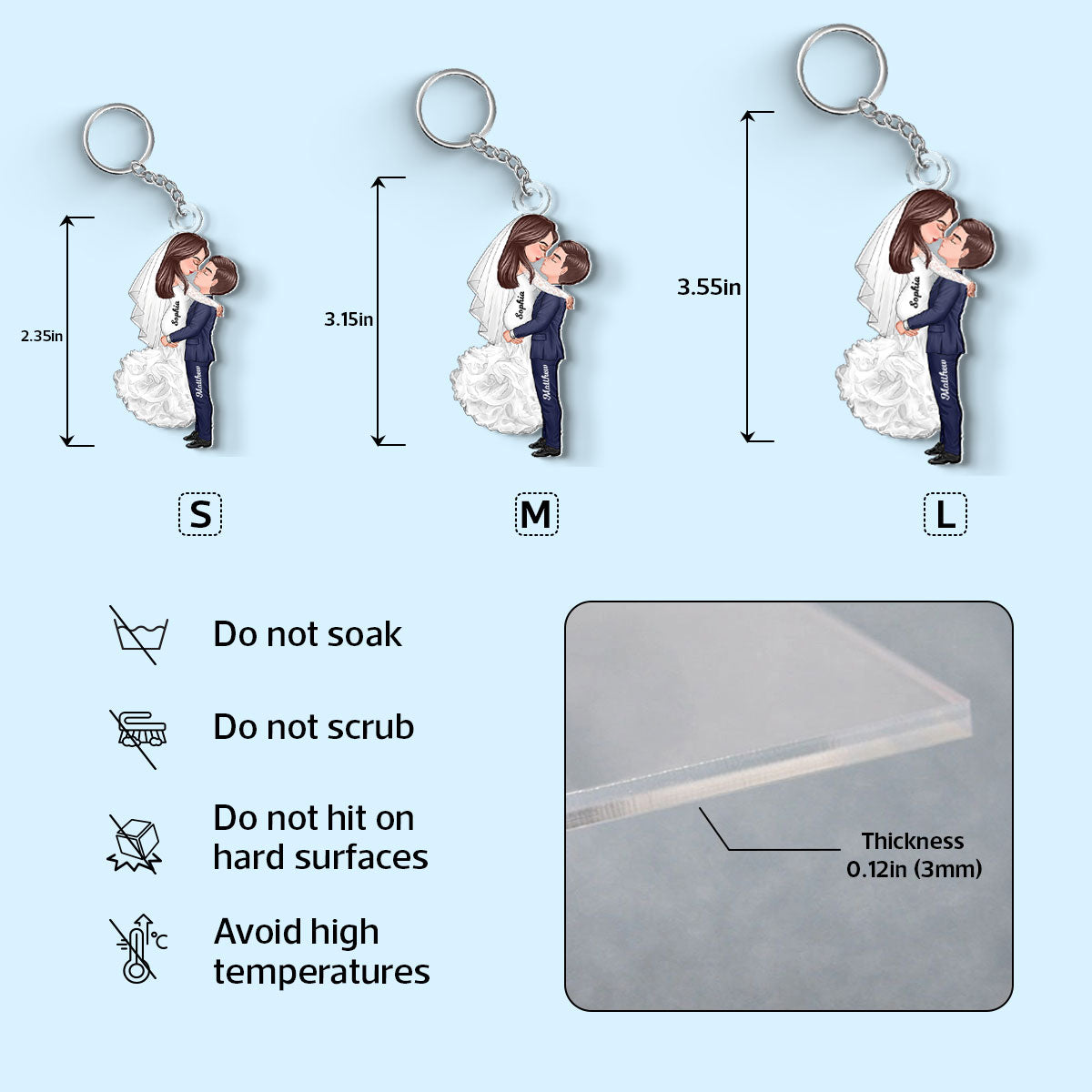 Groom & Bride Hugging Kissing Couple Acrylic Keychain, Perfect Anniversary Gift  Gift Wedding Gift For Her For Him