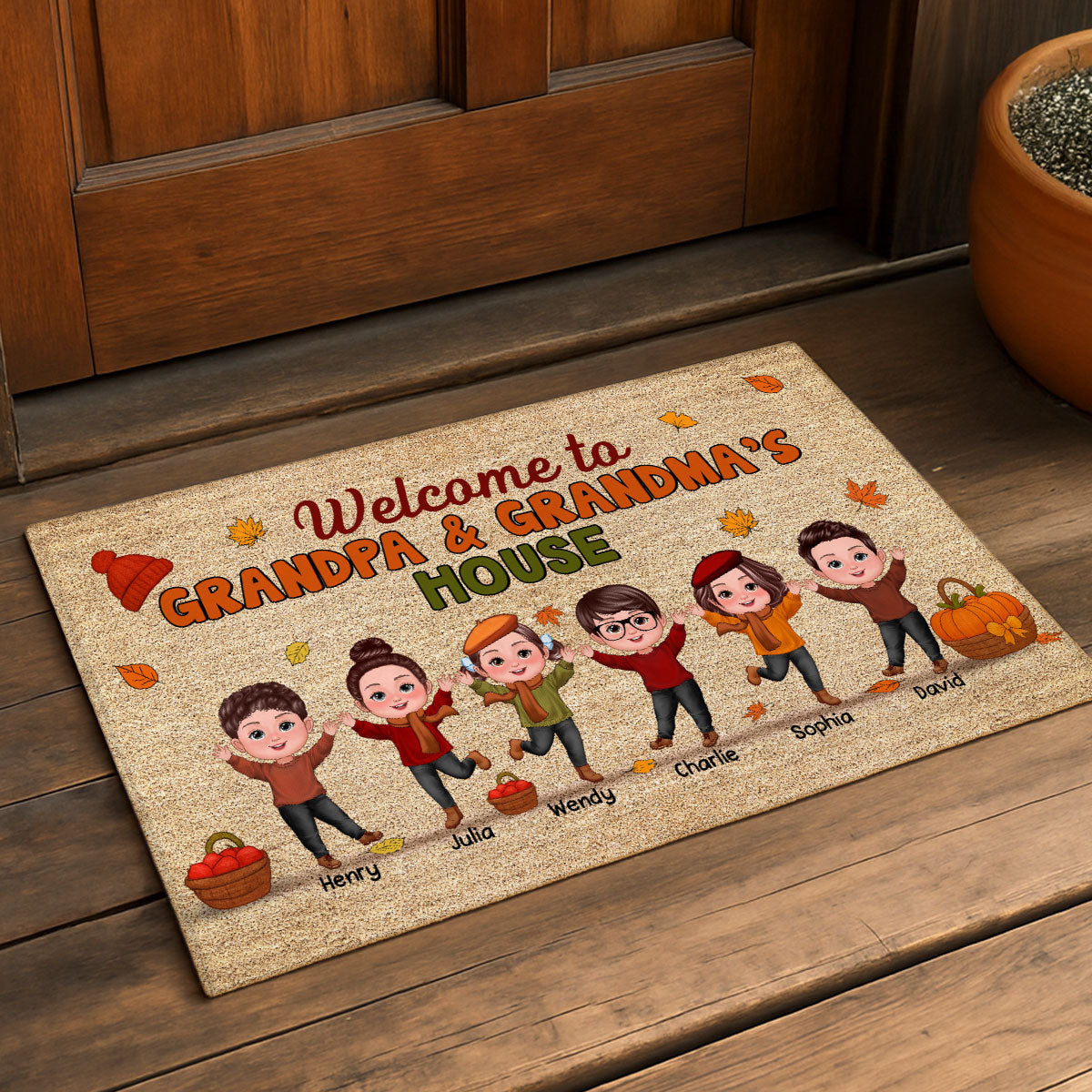 Fall Season Welcome To Grandma Grandpa House Personalized Doormat