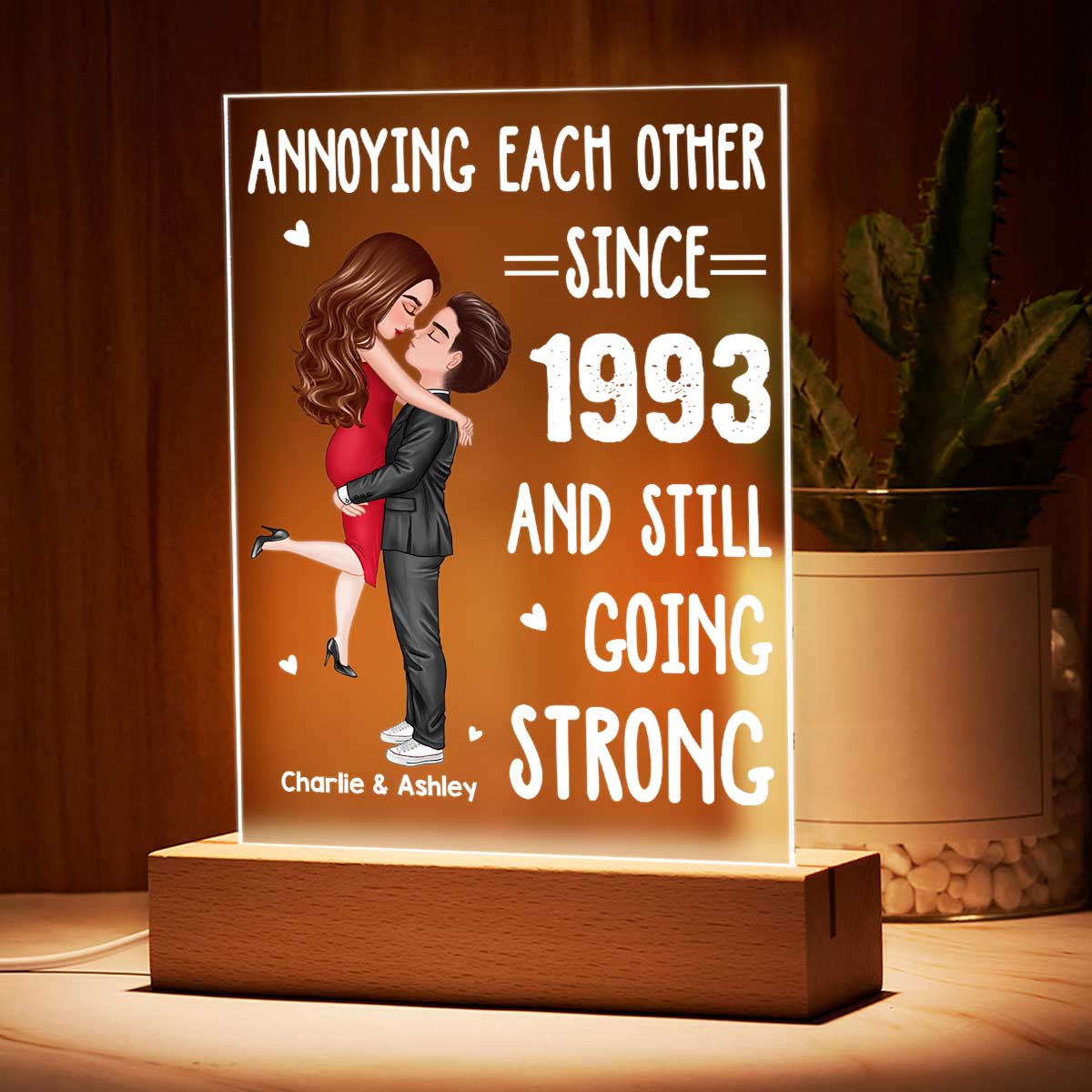 Annoying Each Other Hugging Couple Personalized Acrylic LED Night Light LED Lamp