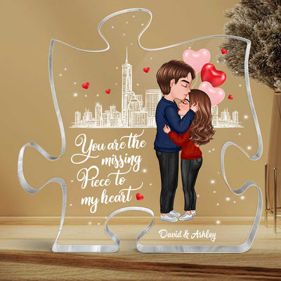 The Missing Piece To My Heart Doll Couple Kissing Personalized Puzzle Acrylic Plaque