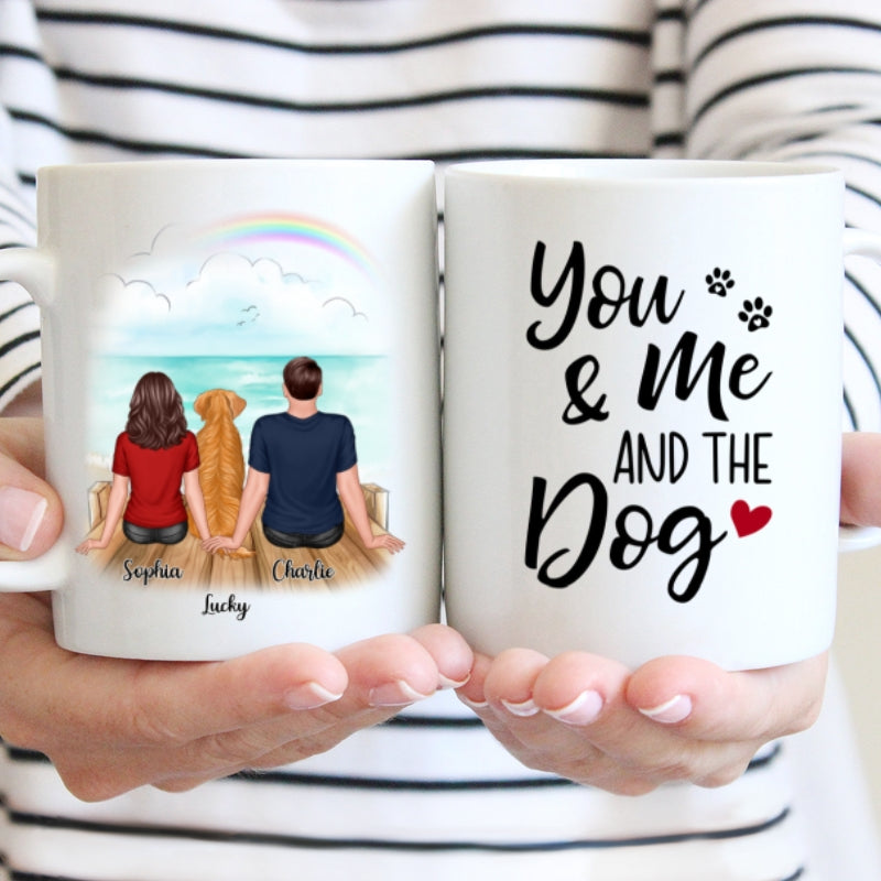 You & Me And The Dogs Back View Couple Personalized Mug