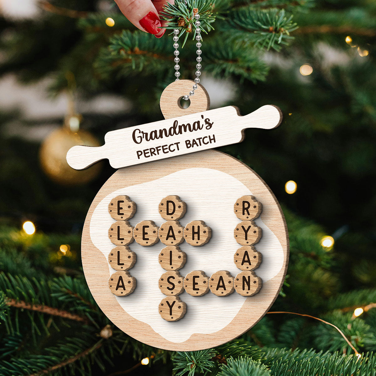 Grandma's Perfect Batch Cookies Crossword Puzzle Personalized 2-Layer Wooden Ornament