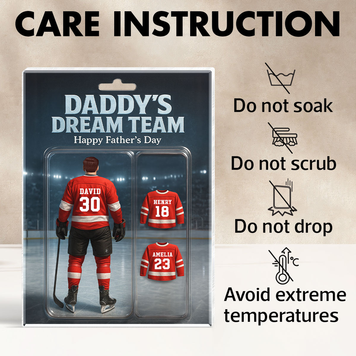 The Best Hockey Dad Ever With Kids' Names Custom Figure Personalized Acrylic Block Plaque, 2025 Father's Day Gift For Him, For Dad