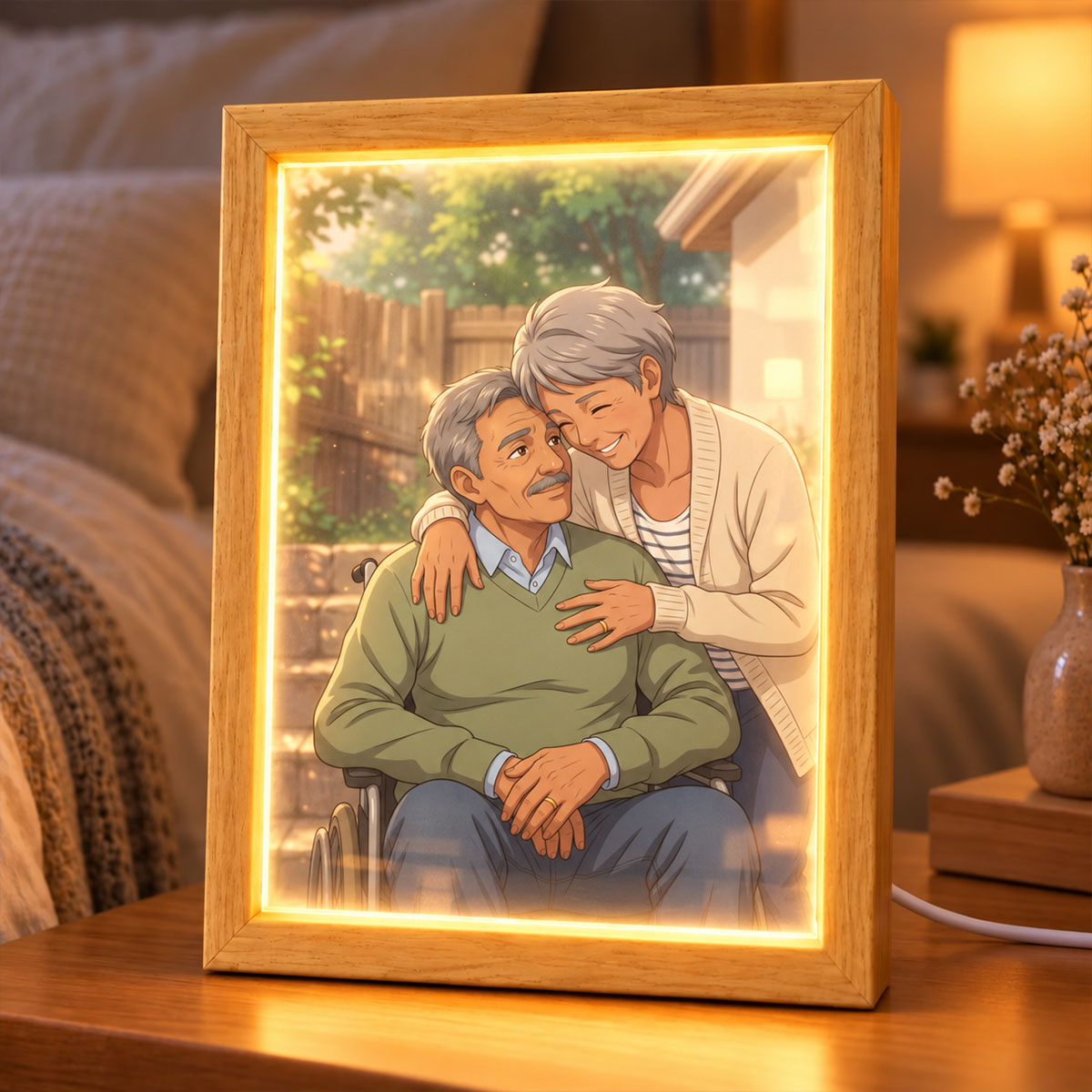 Custom Couple Art from Photo - Personalized Mirror Light Box - Heartfelt Christmas Gift for Her, for Him, Anniversary Gift for Couple