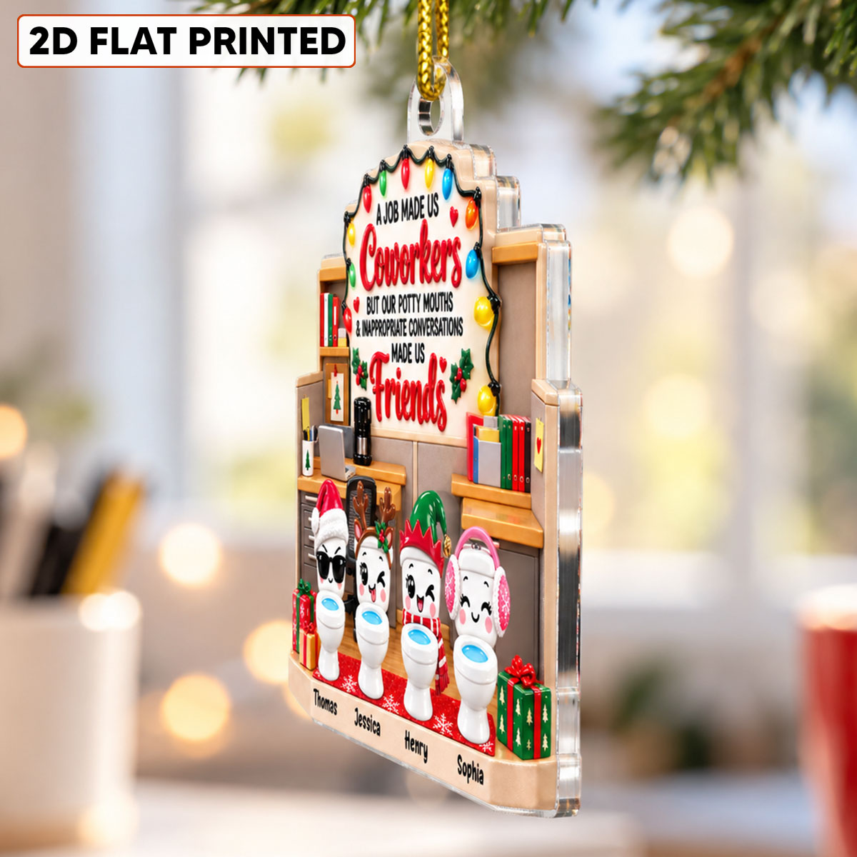 Funny Potty Mouth Coworkers Forever Friends - Personalized Acrylic Ornament - Christmas Gift For Coworkers, Work Besties, Office Friends