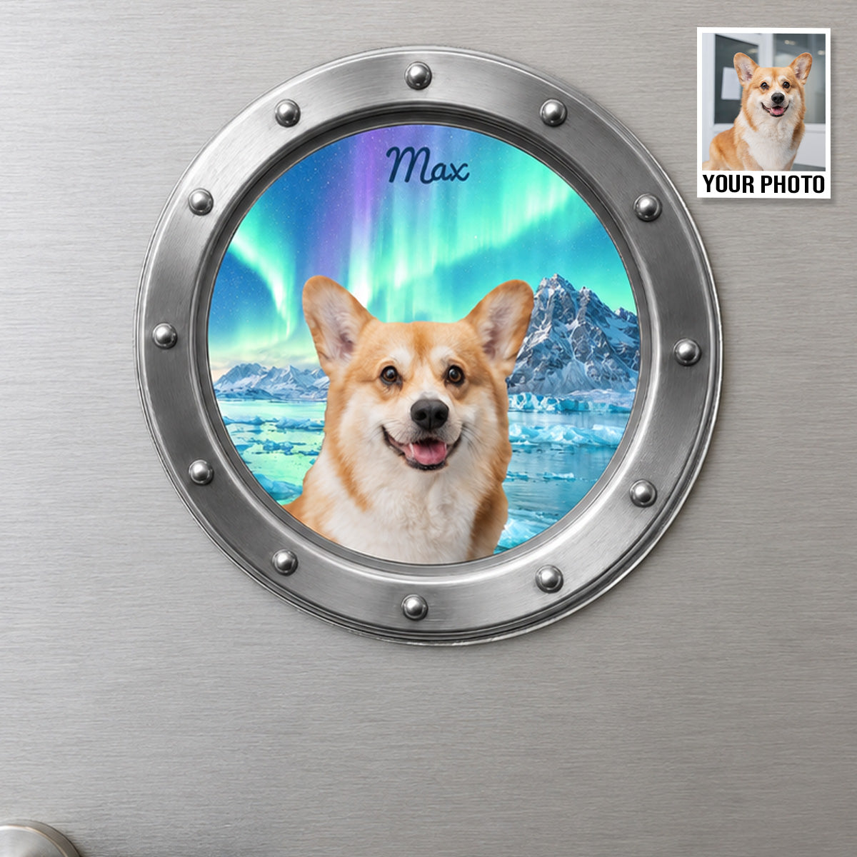 Custom Dog Cat Pet Photo Peeking Porthole - Personalized Cruise Door Magnet - Cruise Trip Keepsake For Pet Lovers