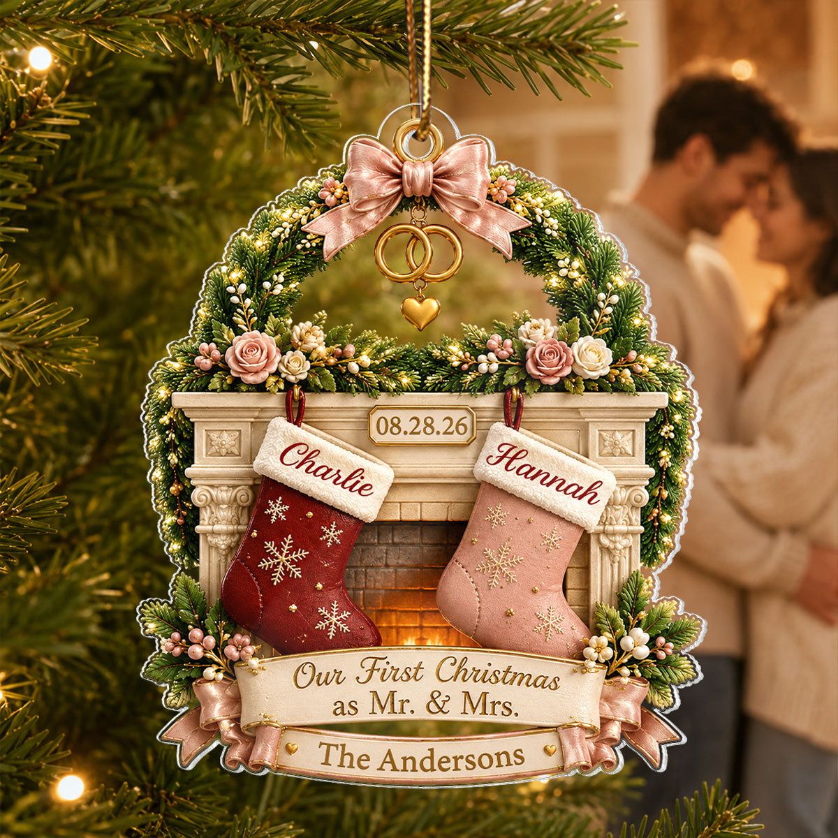 Our First Christmas As Mr And Mrs - Personalized Acrylic Ornament - Christmas Gift For Couple