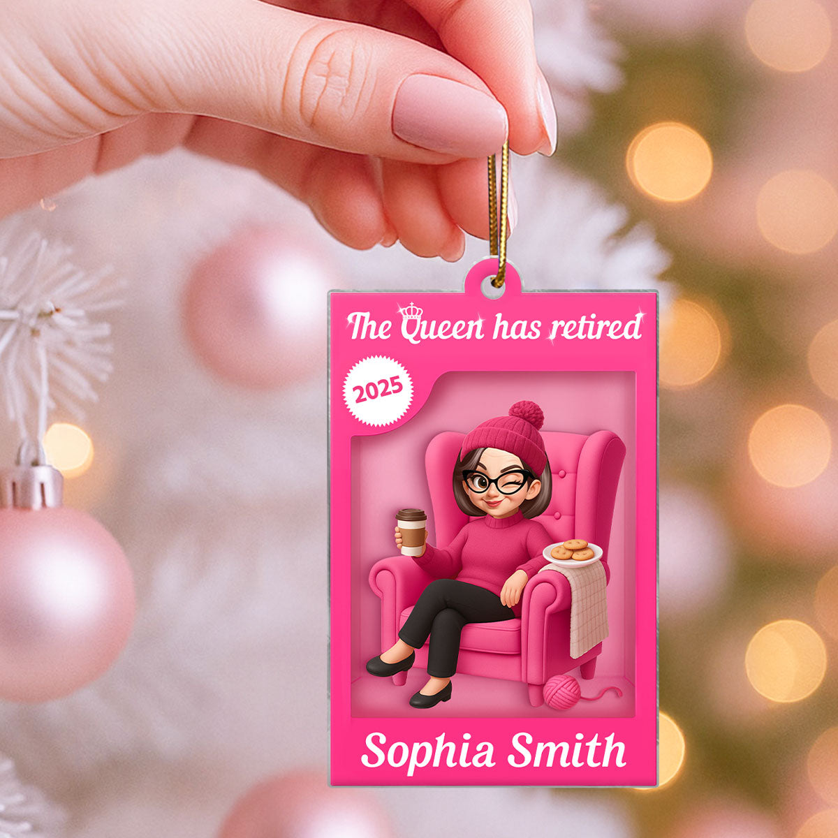 The Queen Has Retired Action Figure - Personalized Acrylic Ornament - Christmas Gift For Grandma, For Mom