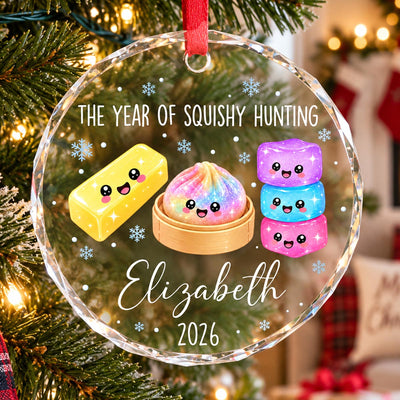 Cute The Year Of Squishy Hunting - Personalized Glass Ornament - Christmas Gift, Keepsake For Kids, Teenagers, Daughter, Granddaughter, Son, Grandson