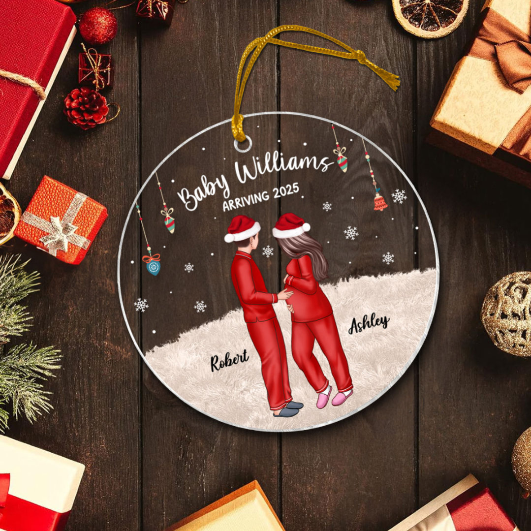 Personalized Pregnancy Ornament, Expecting Family Christmas Personalized Acrylic Ornament, New Mom Christmas Gift