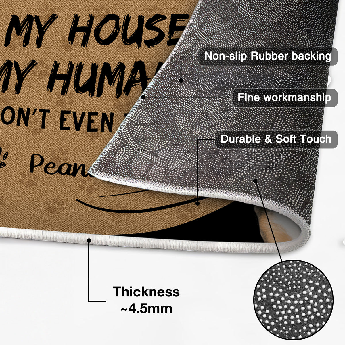 My House My Humans Don‘t Even Try Dog Cat Pet Photo Personalized Doormat