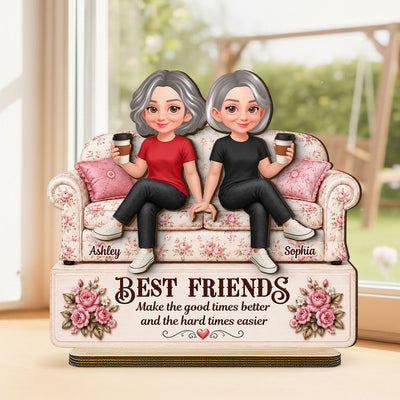 Besties Forever Best Memories Together - Personalized 2-Layered Wooden Plaque - Birthday Gift, Gift For Best Friends