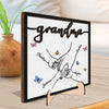 Baby Holding Hands Outline Grandma Mom Personalized 2-Layer Wooden Plaque