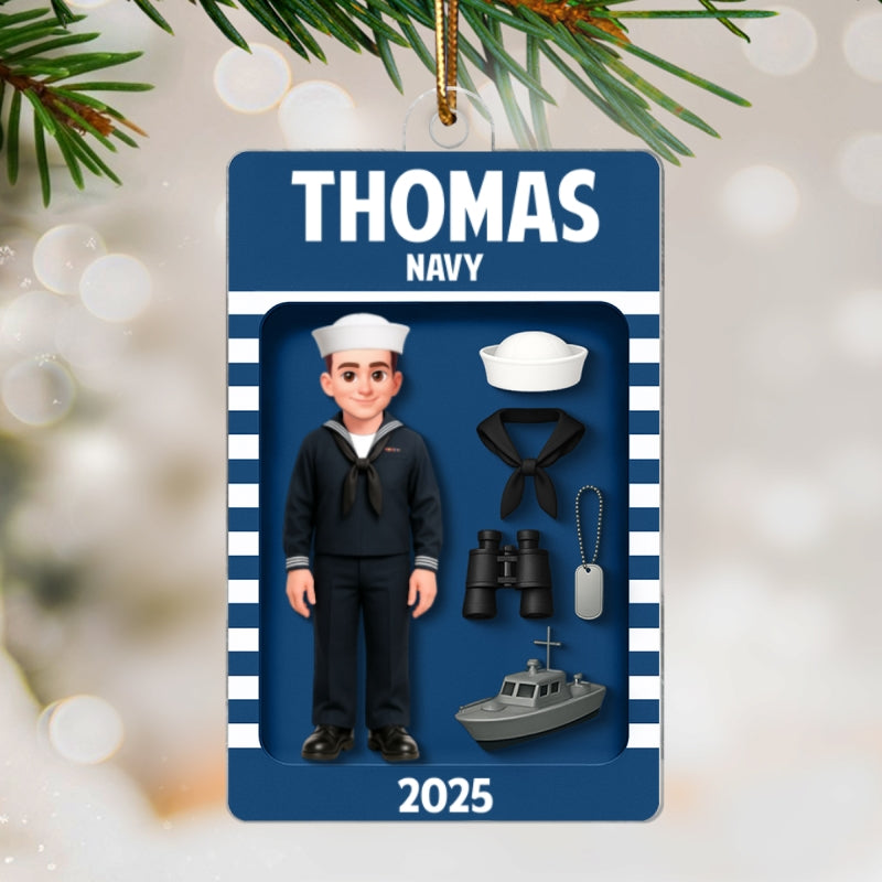 Navy Action Figure 3D Effect - Personalized Acrylic Ornament - Special Gift For Navy