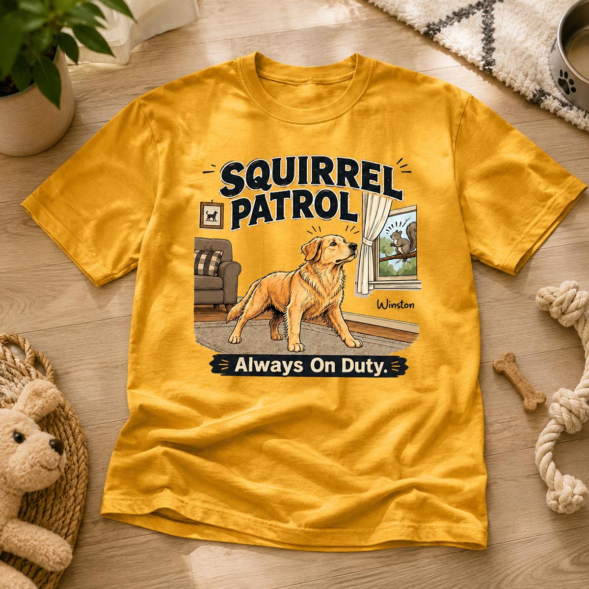 Squirrel Patrol Always On Duty Custom Dog Photo - Personalized Shirt - Funny Gift For Dog Lover