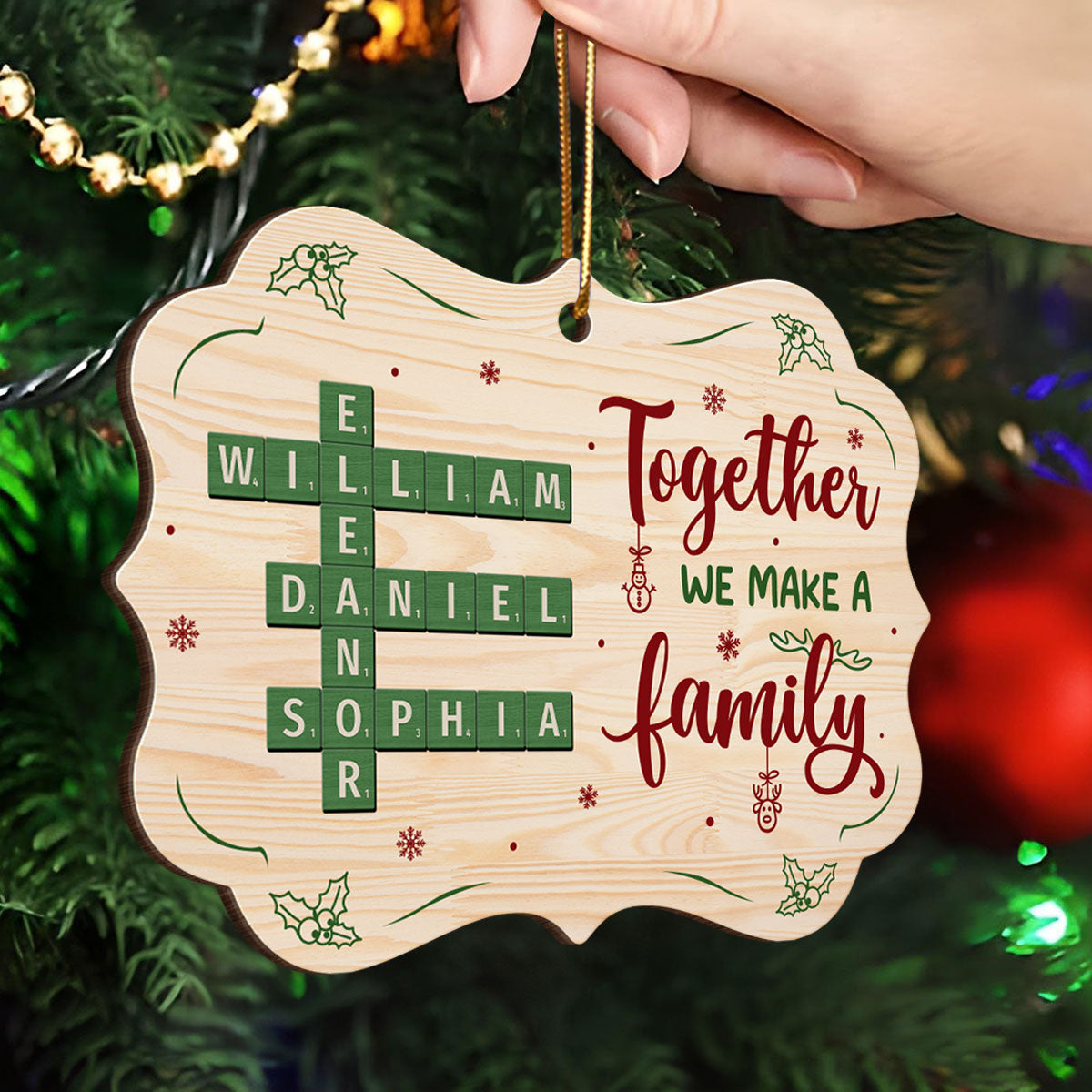 Together We Make A Family Crossword Puzzle Personalized Wooden Ornament, Christmas Gift for Husband Wife, Daughter Son, Grandma Grandpa