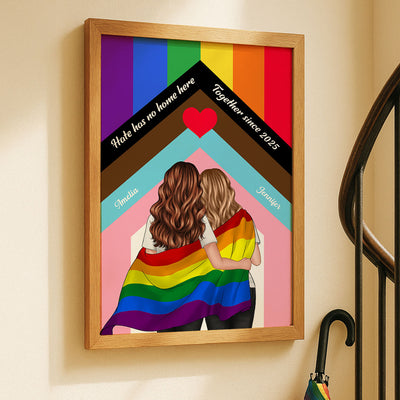 Hate Has No Home Here LGBT Couple Decor Personalized Poster
