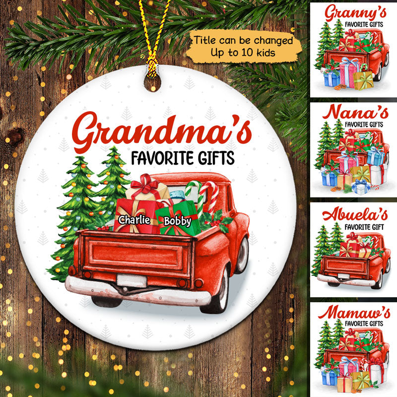 Grandma Favorite Gifts Personalized Circle Ornament