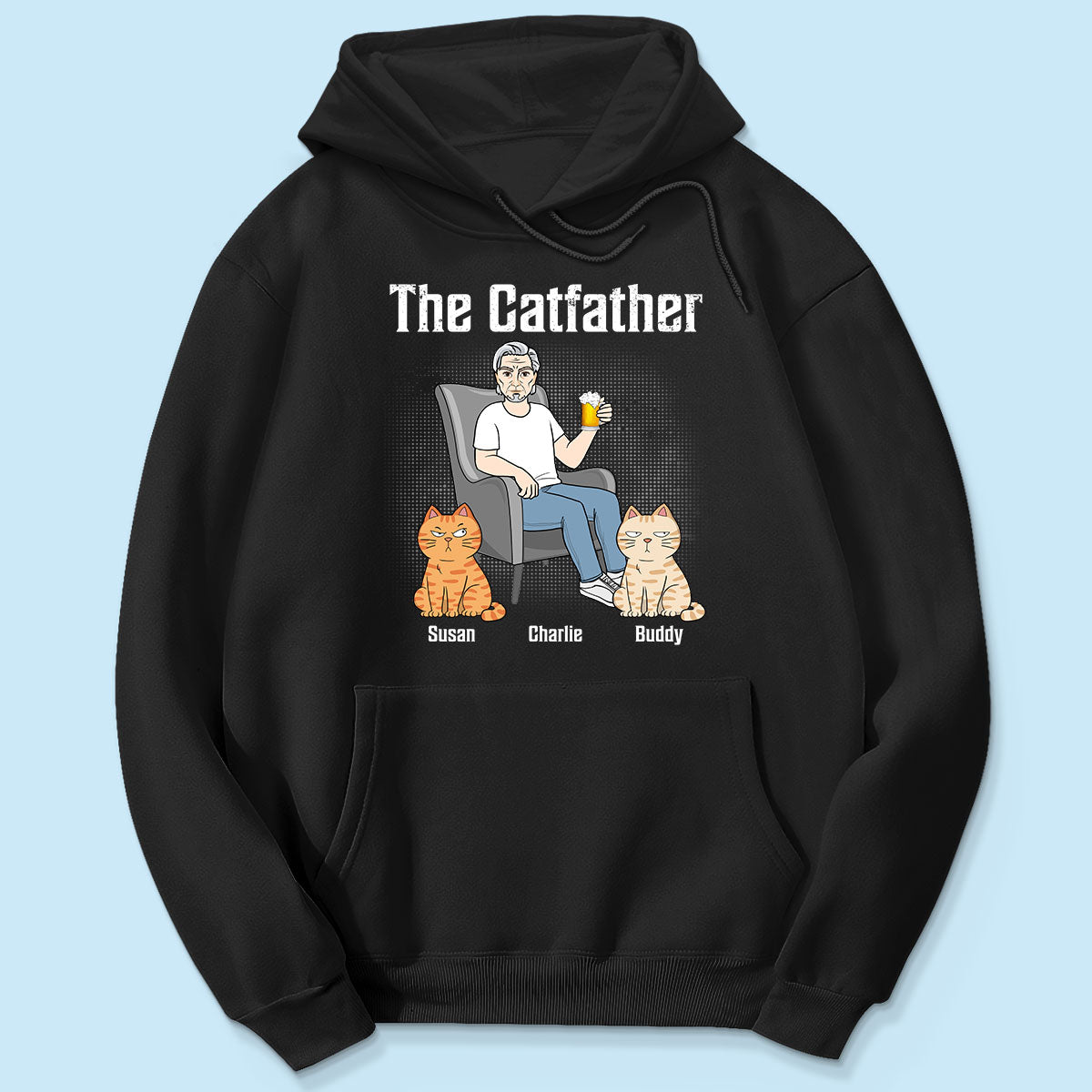 The Catfather Cat Dad Sitting On Chair Personalized Shirt