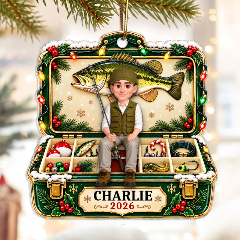 Trending Christmas Fishing - Personalized Acrylic Ornament - Gift For Dad, Husband, Grandpa, Fisherman
