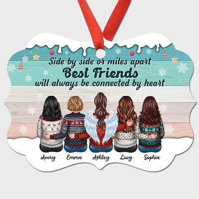 Besties Side By Side Best Friends Personalized Christmas Ornament